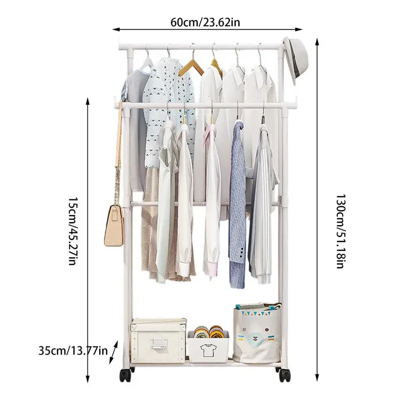 Portant Mobile à Roulettes– Organisateur Compact pour Chambre, Balcon et Entrée