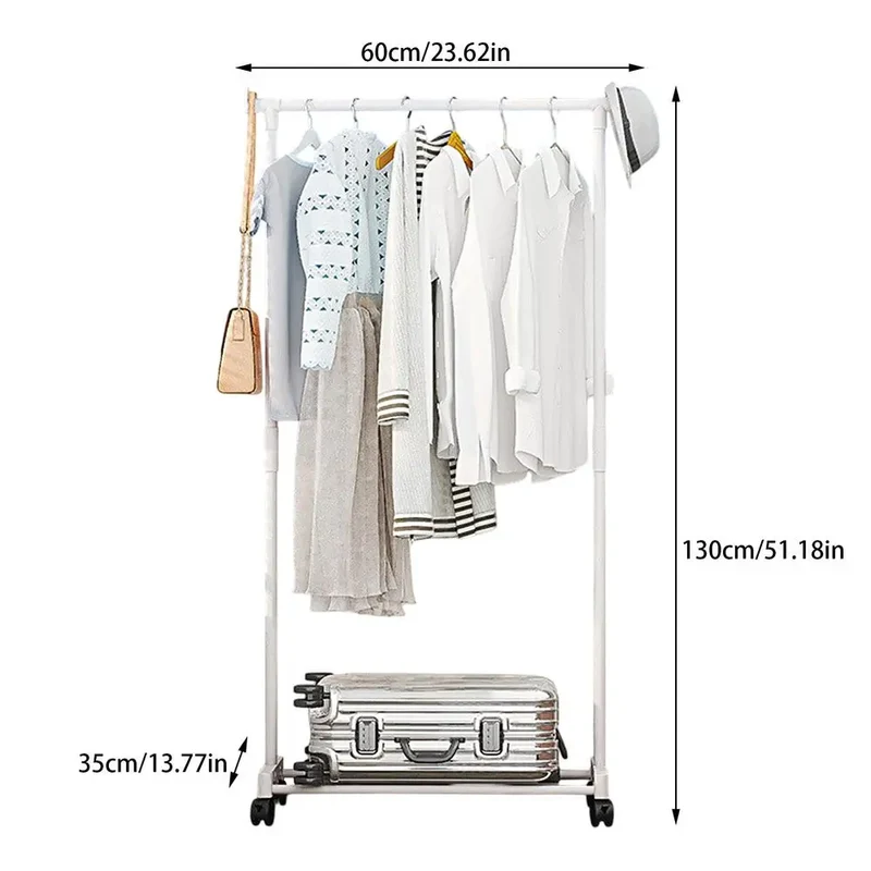 Portant Mobile à Roulettes– Organisateur Compact pour Chambre, Balcon et Entrée