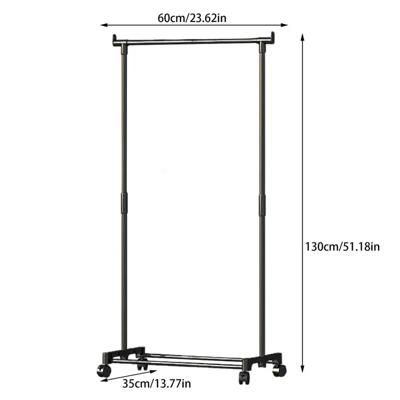 Portant Mobile à Roulettes– Organisateur Compact pour Chambre, Balcon et Entrée