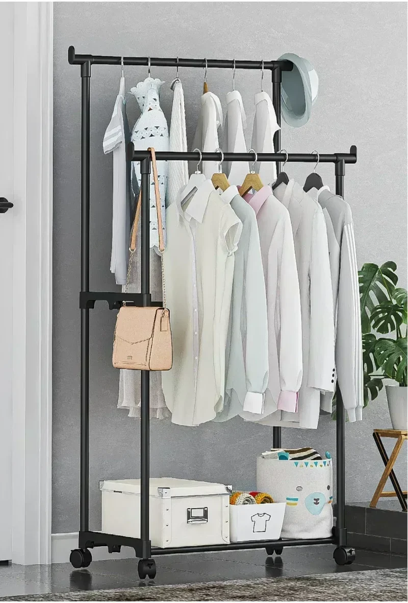 Portant à Roulettes Multi-Niveaux – Support de Séchage Modulable pour Chambre, Vêtements et Accessoires