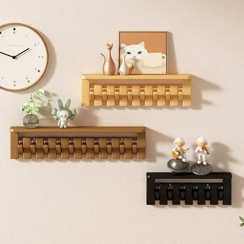 Étagère Murale Modulaire en Bois – Porte-Manteau Multifonction Économiseur d’Espace pour Salon