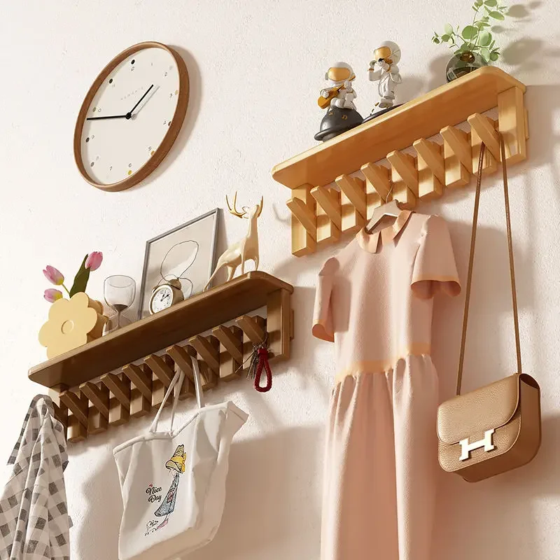 Étagère Murale Modulaire en Bois – Porte-Manteau Multifonction Économiseur d’Espace pour Salon