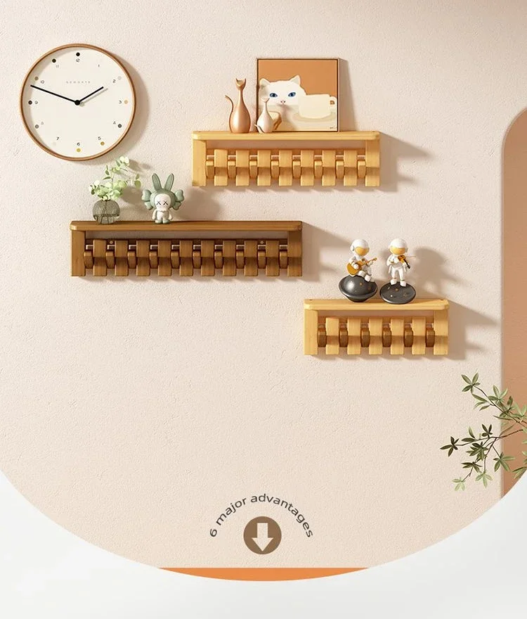 Étagère Murale Modulaire en Bois – Porte-Manteau Multifonction Économiseur d’Espace pour Salon