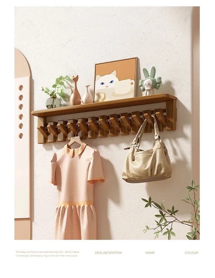 Étagère Murale Modulaire en Bois – Porte-Manteau Multifonction Économiseur d’Espace pour Salon