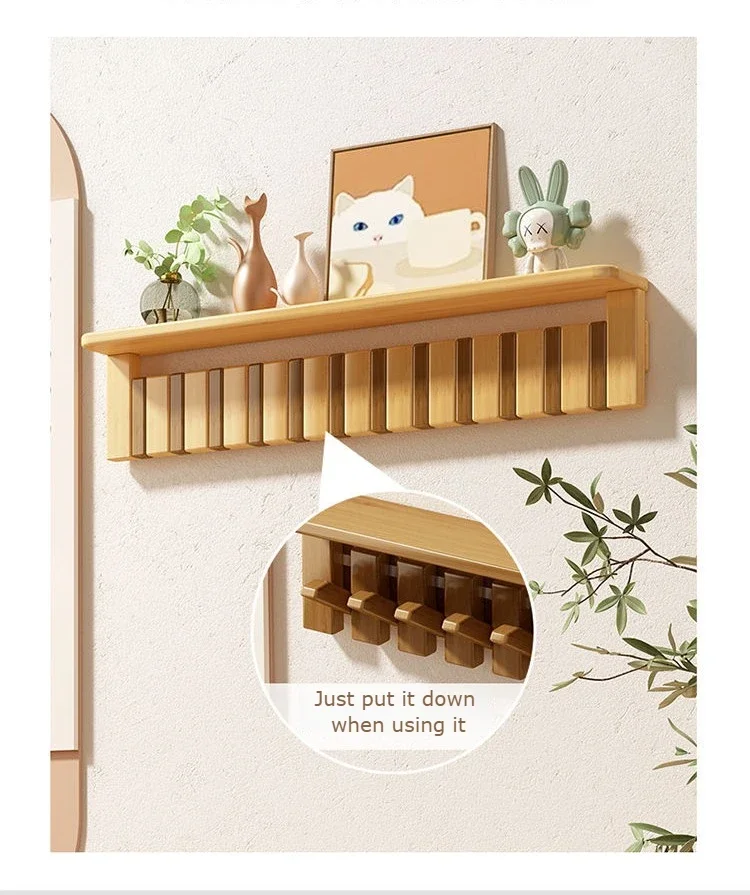 Étagère Murale Modulaire en Bois – Porte-Manteau Multifonction Économiseur d’Espace pour Salon