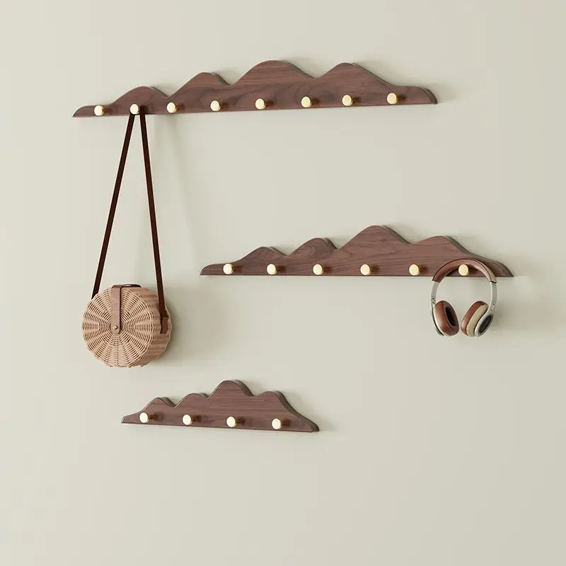 Porte-Manteau Créatif en Bois – Crochets Muraux Décoratifs en Forme de Colline pour Chambre et Entrée