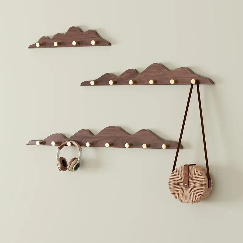 Porte-Manteau Créatif en Bois – Crochets Muraux Décoratifs en Forme de Colline pour Chambre et Entrée