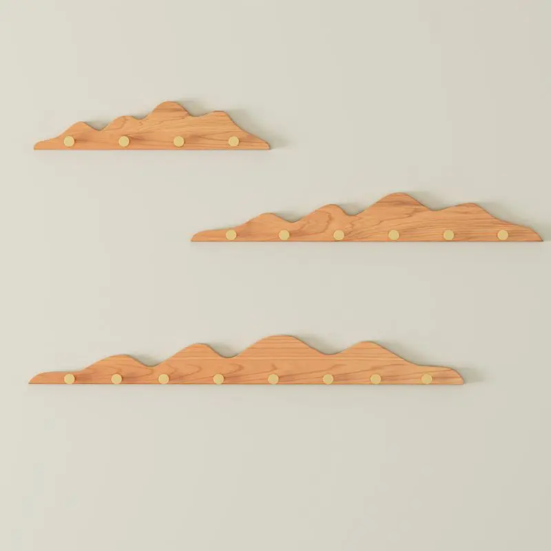Porte-Manteau Créatif en Bois – Crochets Muraux Décoratifs en Forme de Colline pour Chambre et Entrée