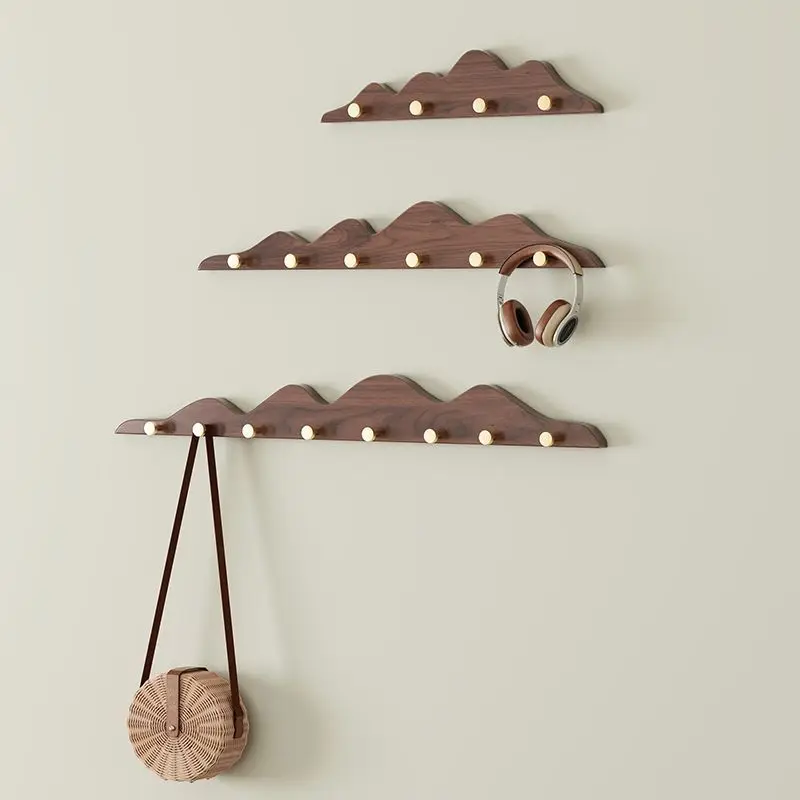 Porte-Manteau Créatif en Bois – Crochets Muraux Décoratifs en Forme de Colline pour Chambre et Entrée