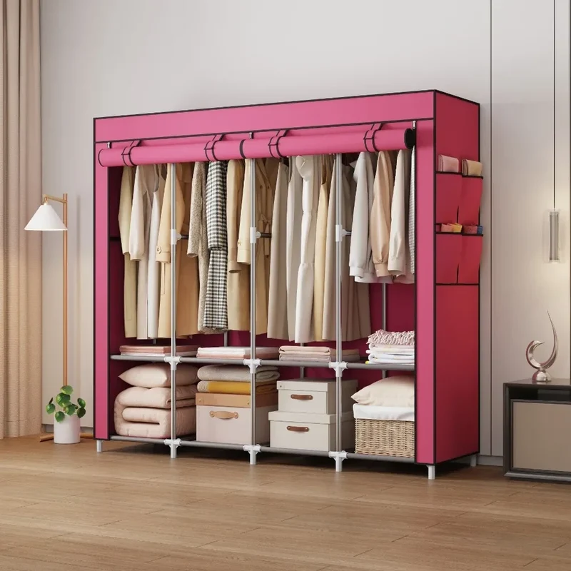 Armoire Économique Multi-Niveaux – Rangement Portable Anti-Poussière, Idéal Location ou Petite Chambre