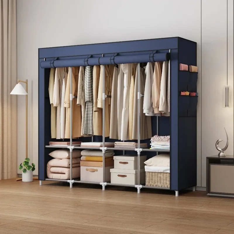 Armoire Économique Multi-Niveaux – Rangement Portable Anti-Poussière, Idéal Location ou Petite Chambre