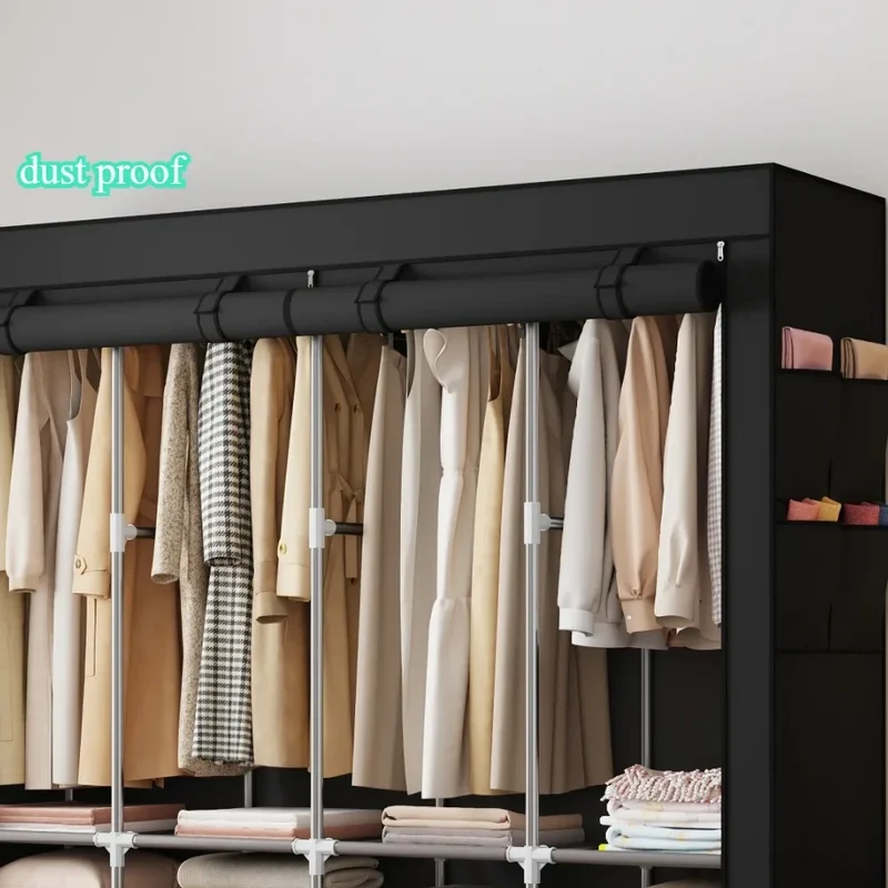 Armoire Économique Multi-Niveaux – Rangement Portable Anti-Poussière, Idéal Location ou Petite Chambre