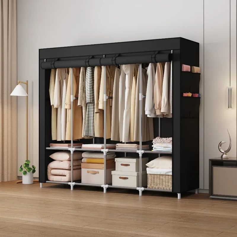Armoire Économique Multi-Niveaux – Rangement Portable Anti-Poussière, Idéal Location ou Petite Chambre