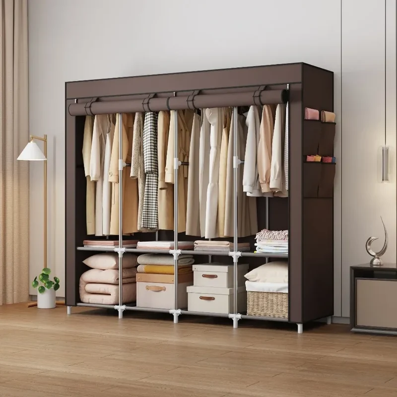Armoire Économique Multi-Niveaux – Rangement Portable Anti-Poussière, Idéal Location ou Petite Chambre