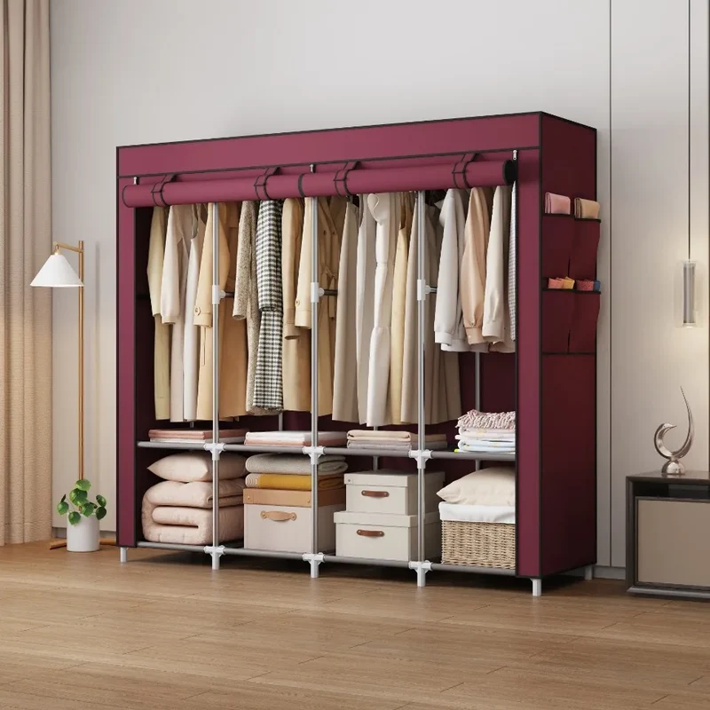 Armoire Économique Multi-Niveaux – Rangement Portable Anti-Poussière, Idéal Location ou Petite Chambre
