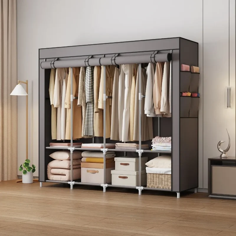 Armoire Économique Multi-Niveaux – Rangement Portable Anti-Poussière, Idéal Location ou Petite Chambre