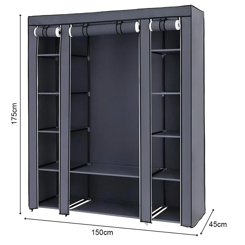 Armoire Portable Multi-Niveaux 150x45x175cm – Rangement Tissu Anti-Poussière pour Chambre