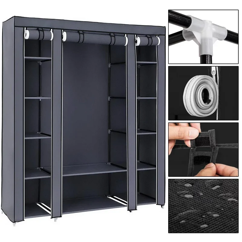 Armoire Portable Multi-Niveaux 150x45x175cm – Rangement Tissu Anti-Poussière pour Chambre