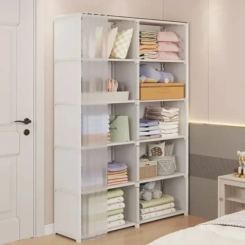Armoire Chambre Multi-Niveaux Anti-Poussière – Grande Capacité, Montage Facile, Étagères Modulables