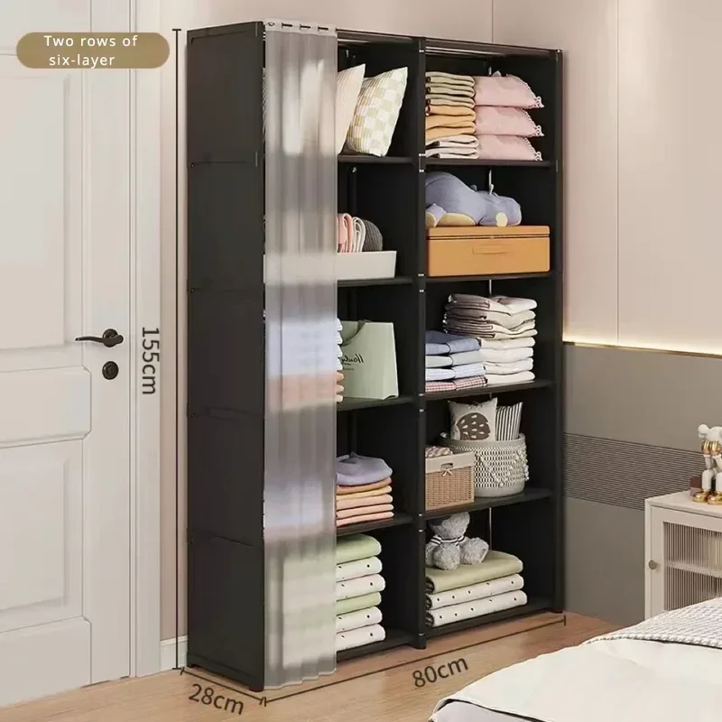 Armoire Chambre Multi-Niveaux Anti-Poussière – Grande Capacité, Montage Facile, Étagères Modulables