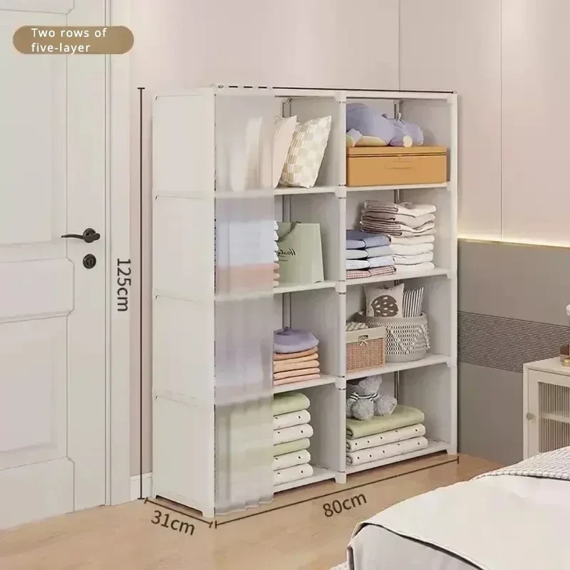 Armoire Chambre Multi-Niveaux Anti-Poussière – Grande Capacité, Montage Facile, Étagères Modulables