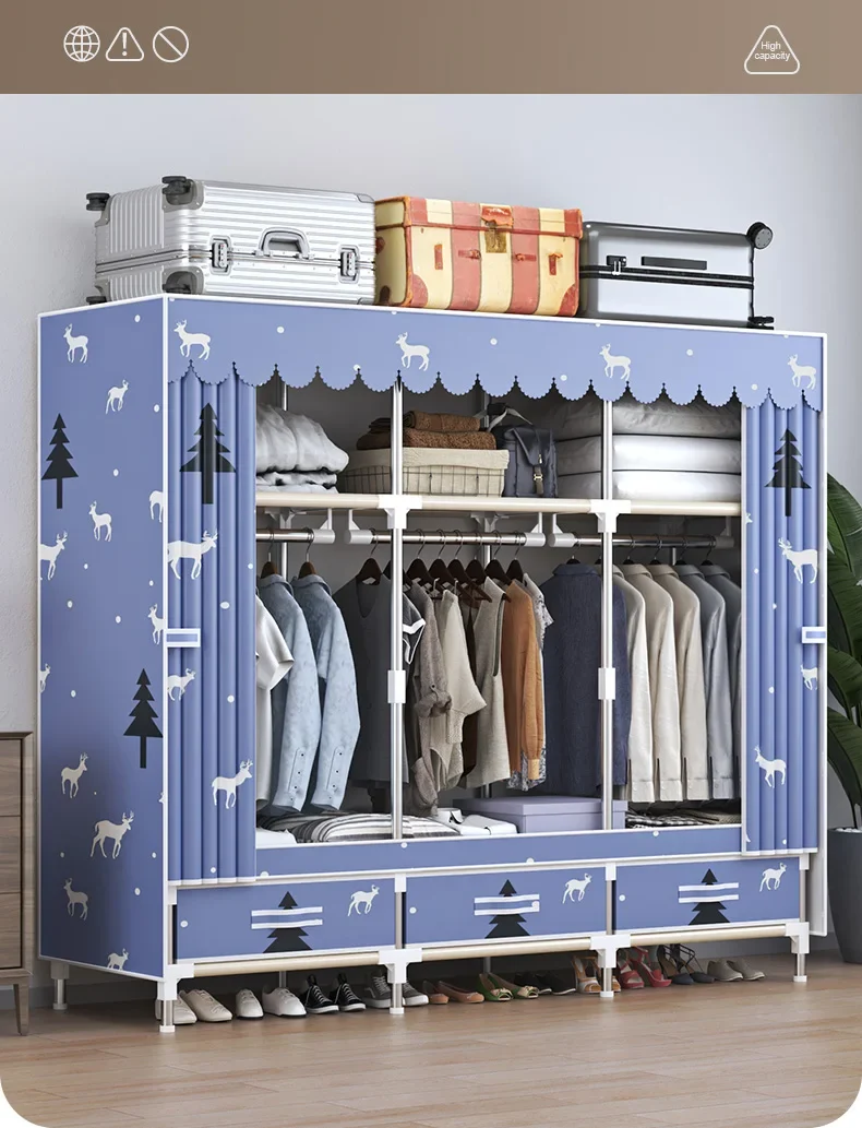 Grande Armoire Portable en Tissu – Organisateur à Vêtements Multi-Niveaux pour Chambre ou Studio