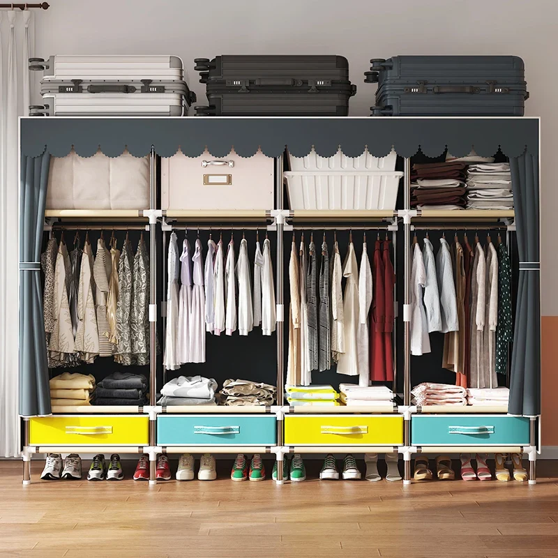 Grande Armoire en Tissu Multi-Rangements – Solution Portable Idéale pour Chambre et Logement de Location