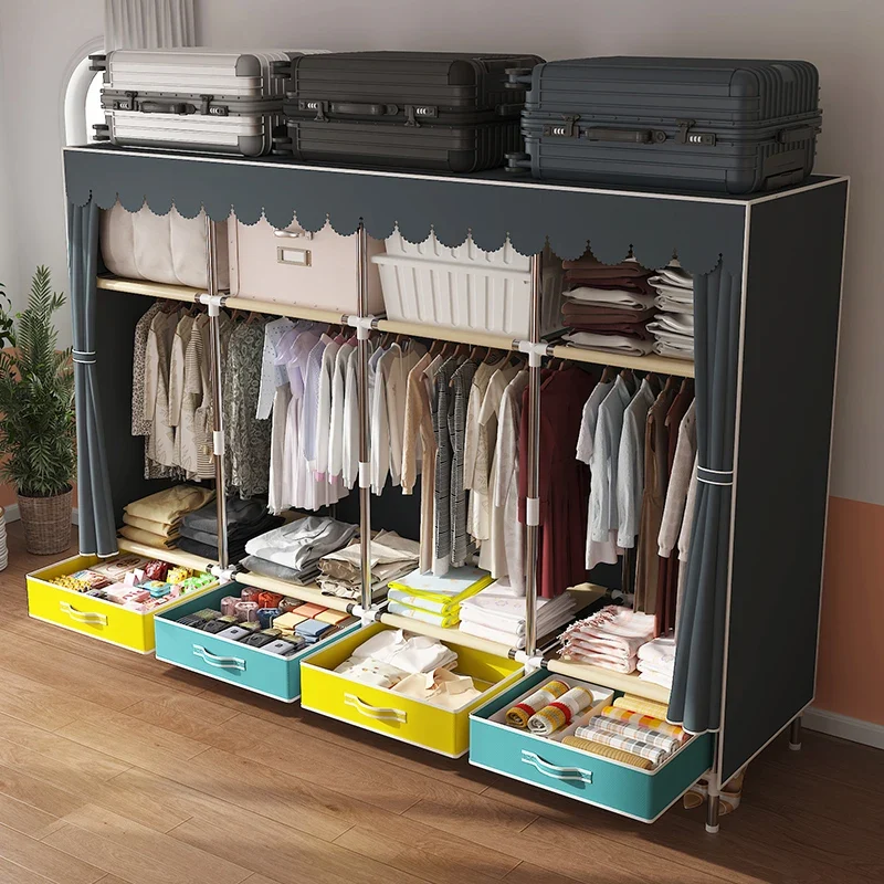 Grande Armoire en Tissu Multi-Rangements – Solution Portable Idéale pour Chambre et Logement de Location