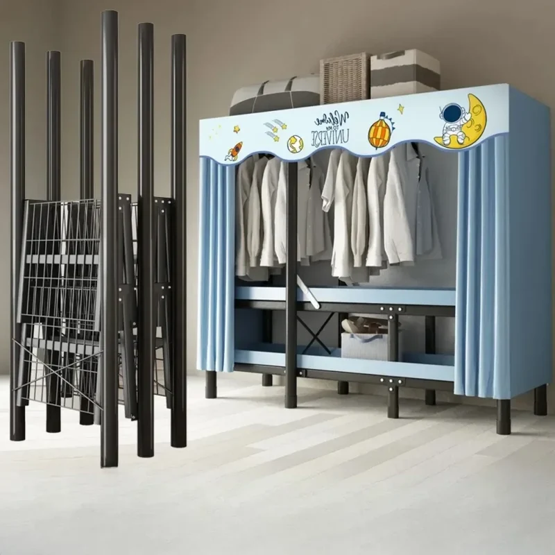 Armoire Pliable Métallique Anti-Poussière – Rangement Simple et Pratique pour Chambres et Appartements