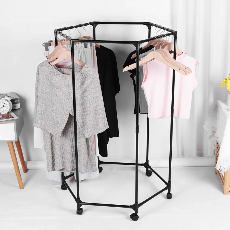 Portant à Roulettes Robuste – Support Métallique pour Robes, Manteaux et Vêtements Lourds