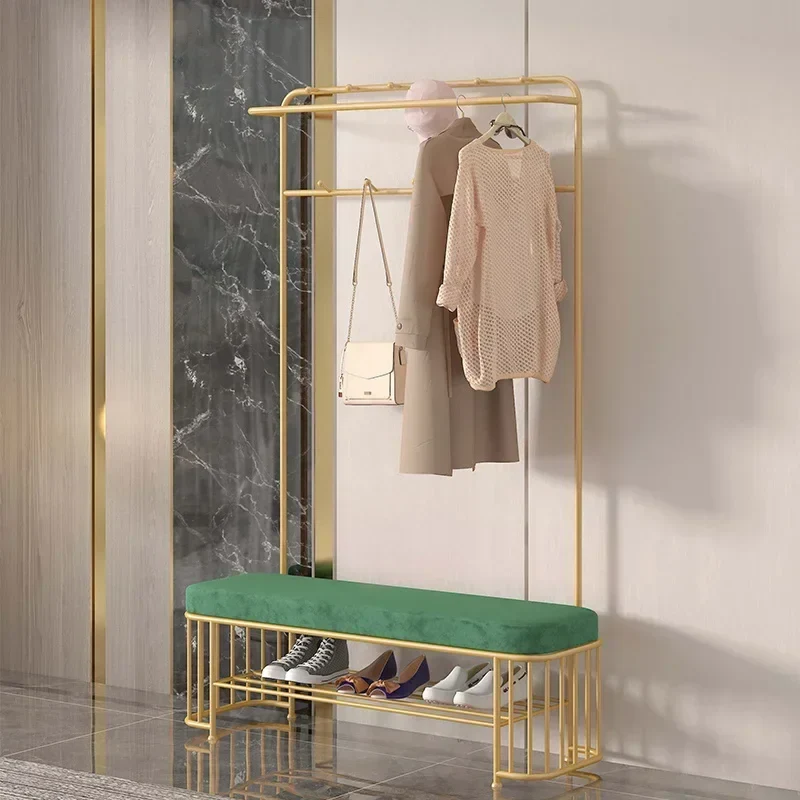 Portant Nordique avec Banc et Miroir – 10 Crochets, Rangement à Chaussures, Design Moderne Simple
