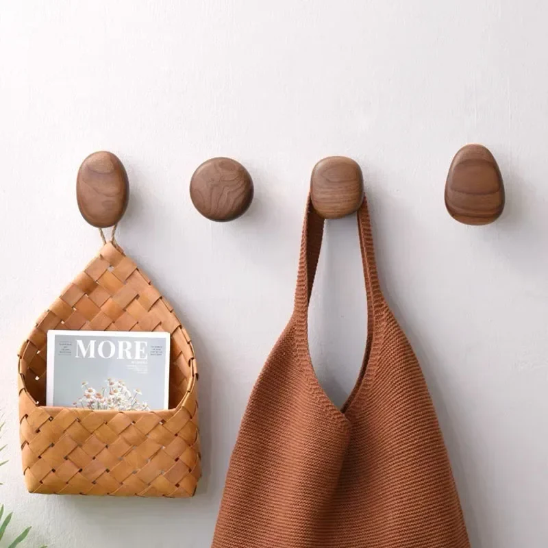 Patère Murale Bois Design Nordique - Crochet Mural Forme Galet pour Porte ou Meuble