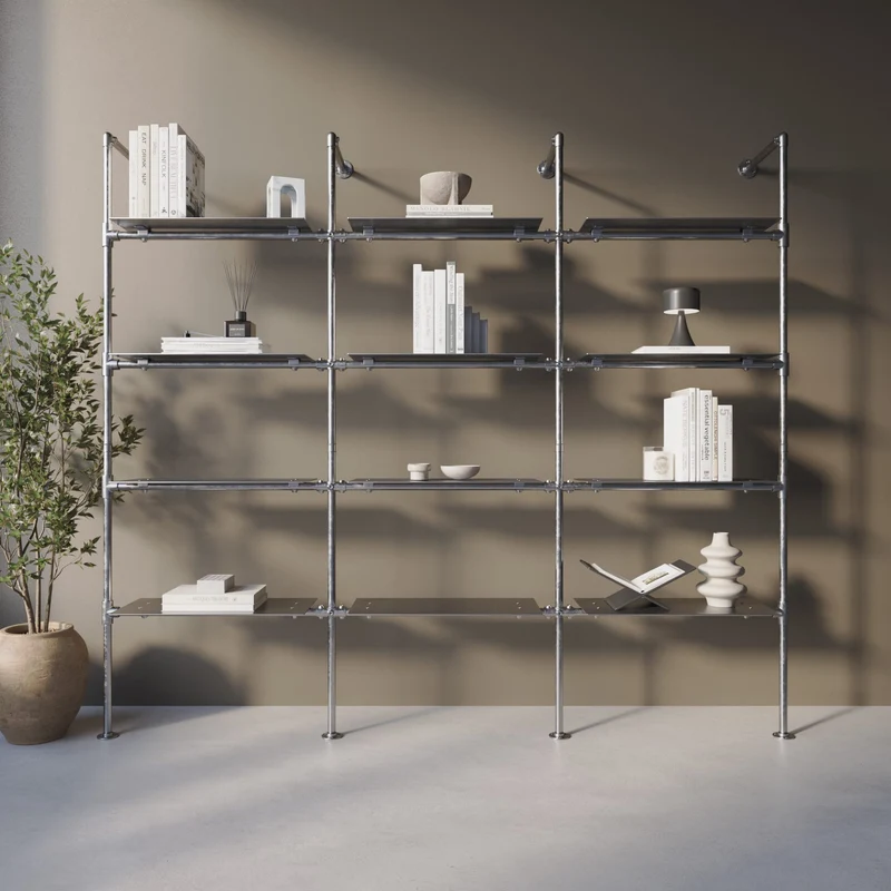 Original Steele Walk-in à 3 Modules - (4 Étagères / 4 Étagères / 4 Étagères) Système de Rangement