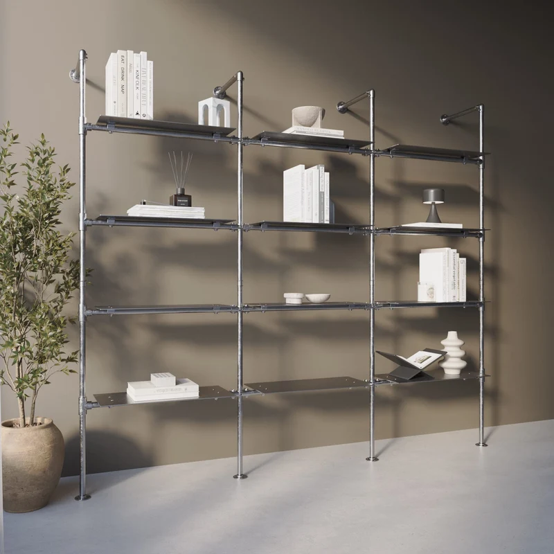 Original Steele Walk-in à 3 Modules - (4 Étagères / 4 Étagères / 4 Étagères) Système de Rangement