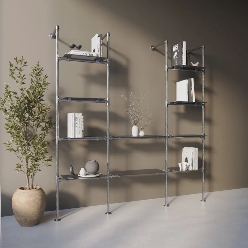 Original Steele Walk-in à 3 Modules - (4 Étagères / 2 Étagères / 4 Étagères) Système de Rangement