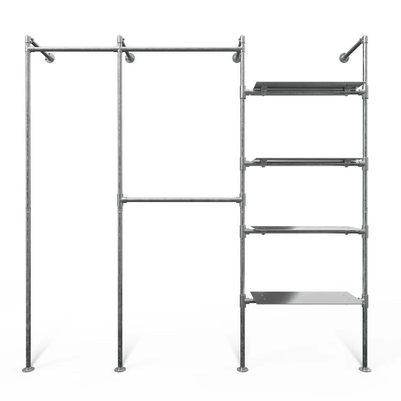 Original Steele Walk-in à 3 Modules - (1 Tringle / 2 Tringles / 4 Étagères) Solution de Dressing