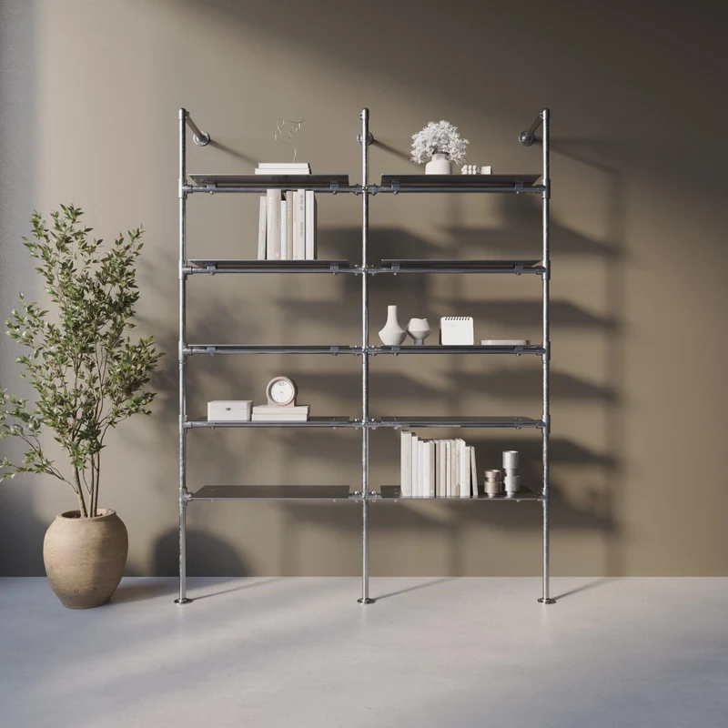 Original Steele Walk-in à 2 Modules - (5 Étagères / 5 Étagères) Système de Rangement Flexible