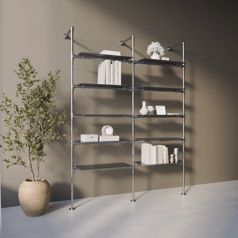 Original Steele Walk-in à 2 Modules - (5 Étagères / 5 Étagères) Système de Rangement Flexible