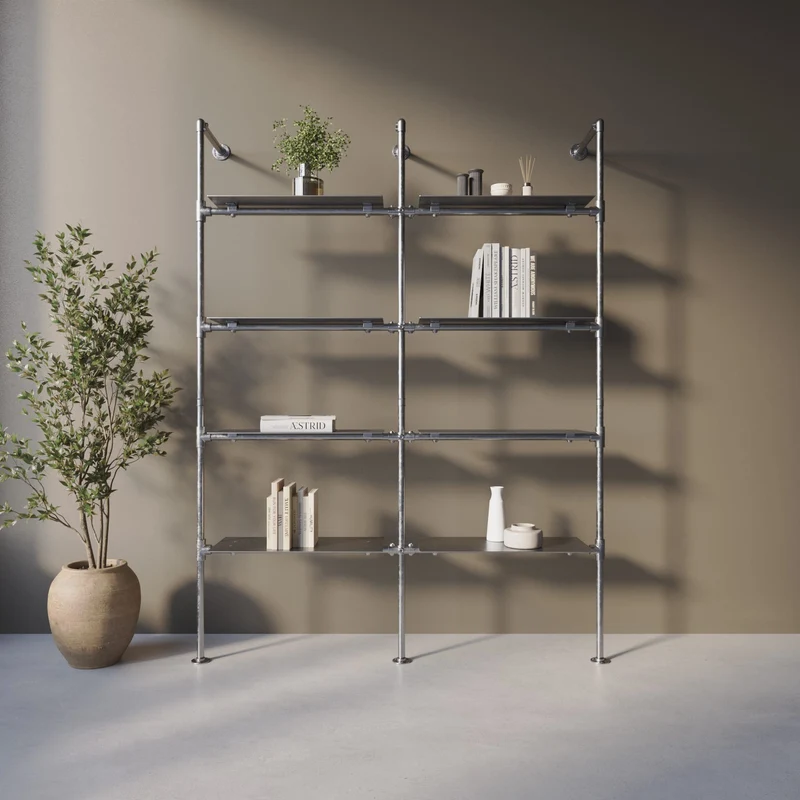 Original Steele Walk-in à 2 Modules - (4 Étagères / 4 Étagères) Système de Rangement Flexible