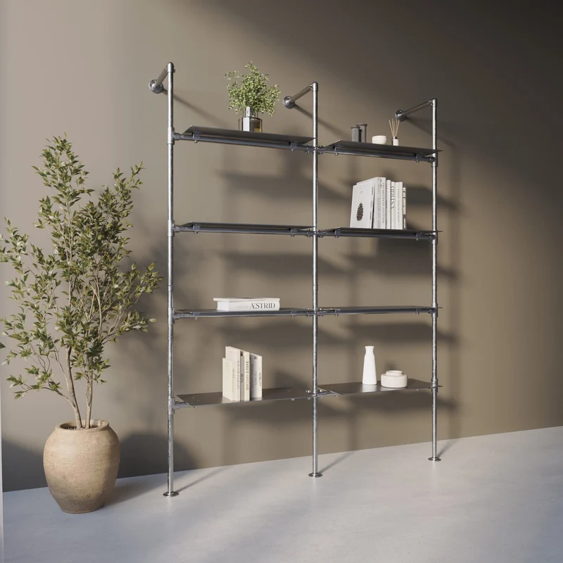 Original Steele Walk-in à 2 Modules - (4 Étagères / 4 Étagères) Système de Rangement Flexible