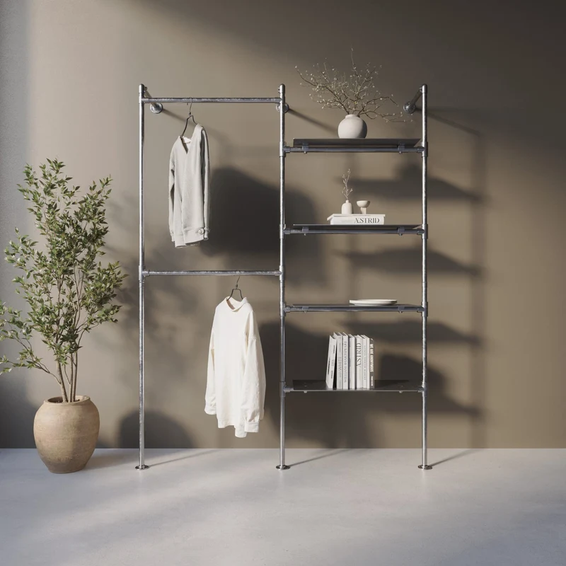 Original Steele Walk-in à 2 Modules - (2 Tringles / 4 Étagères) Solution de Rangement Flexible