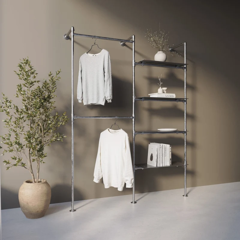 Original Steele Walk-in à 2 Modules - (2 Tringles / 4 Étagères) Solution de Rangement Flexible