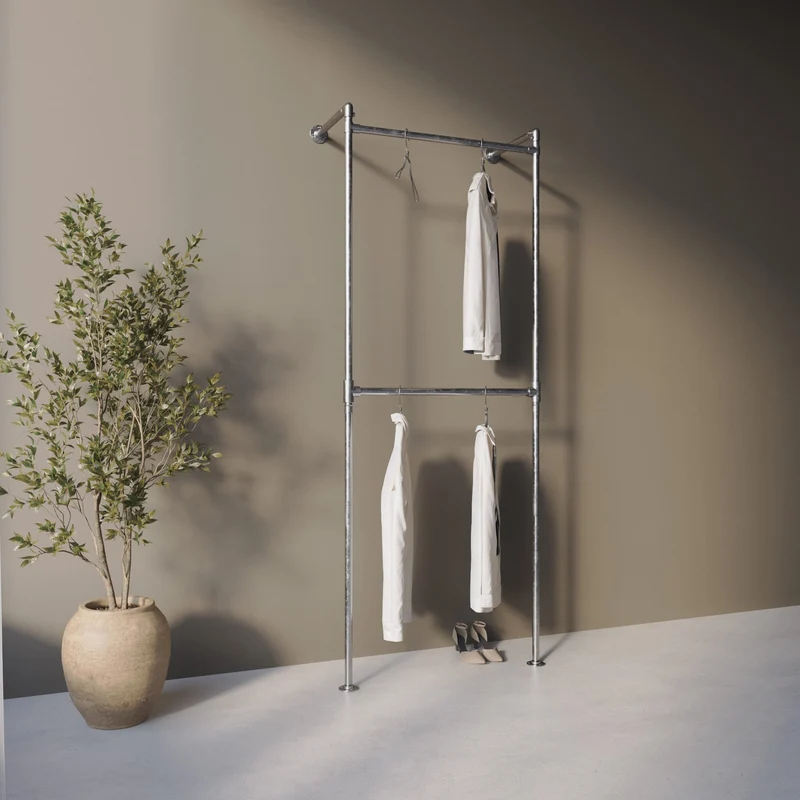 Système de Dressing Walk-In Original Steele à 1 Module - (2 Tringles à Vêtements) Double Tringle pour une Capacité Maximale