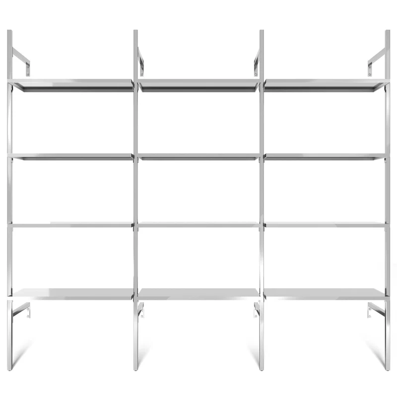 Frame Chrome Walk-In système de dressing en 3 rangées - (4 étagères / 4 étagères / 4 étagères) système de rangement complet en chrome