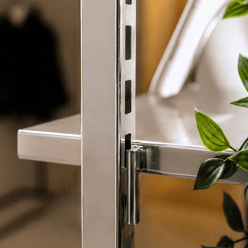 Frame Chrome Walk-In système de dressing en 3 rangées - (1 rail / 2 rails / 4 étagères) solution de dressing complète en chrome