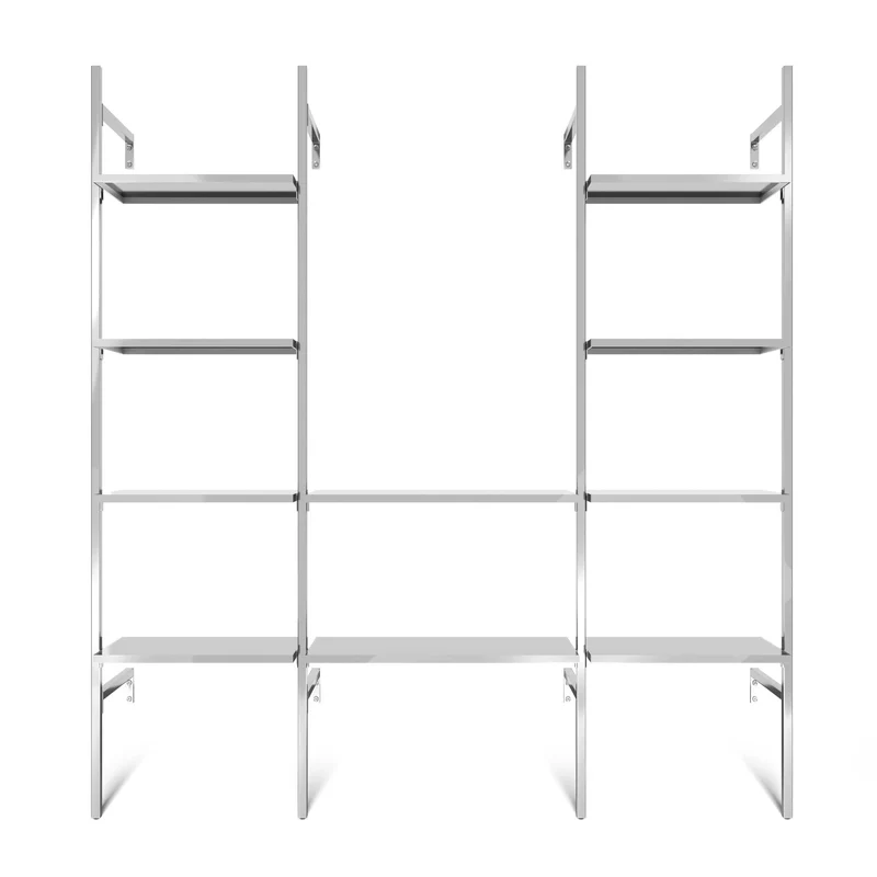 Frame Chrome Walk-In système de dressing en 3 rangées - (4 étagères / 2 étagères / 4 étagères) système de rangement complet en chrome