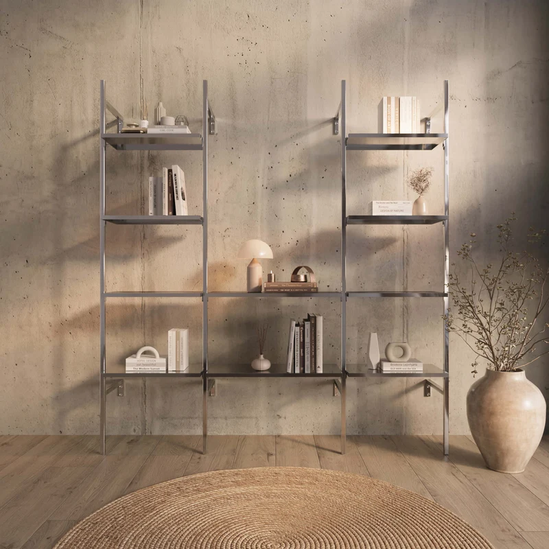 Frame Chrome Walk-In système de dressing en 3 rangées - (4 étagères / 2 étagères / 4 étagères) système de rangement complet en chrome
