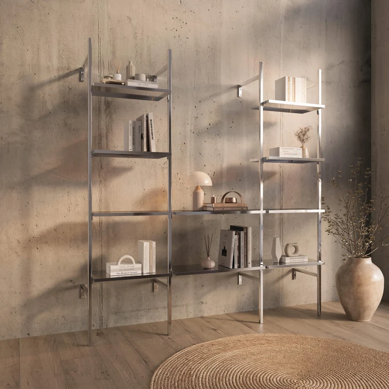 Frame Chrome Walk-In système de dressing en 3 rangées - (4 étagères / 2 étagères / 4 étagères) système de rangement complet en chrome