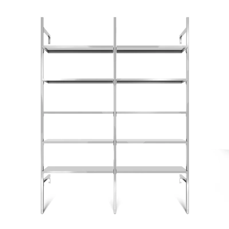 Frame Chrome Walk-In système de dressing en 2 rangées - (5 étagères / 5 étagères) système de rangement flexible en chrome