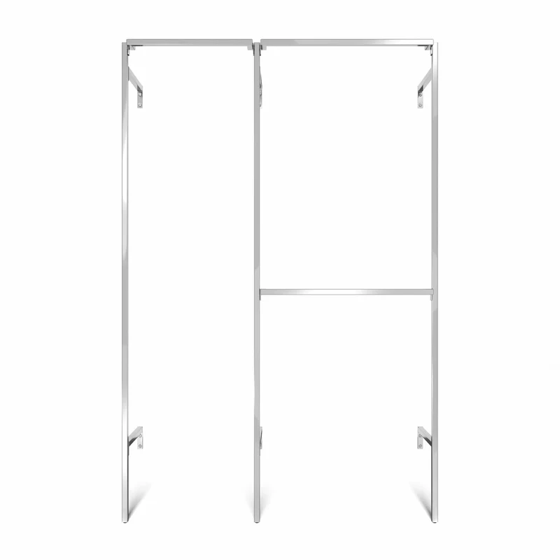 Frame Chrome Walk-In système de dressing en 2 rangées - (1 rail / 2 rails) portant flexible en chrome